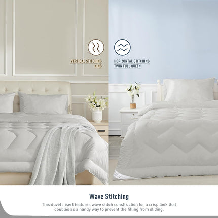 HOMTEC Full Size Duvet Insert - All Season 100% Cotton Comforter - Quilted Fluff