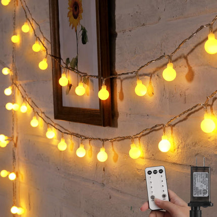 33 FT 100 LED Globe Ball String Lights, Fairy String Lights Plug in, 8 Modes wit