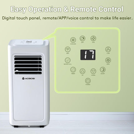INCOMPLETE AAOBOSI 8000 BTU Portable Air Conditioner, 4-in-1 WiFi AC for Rooms up to 182 Sq Ft (Unit Only)