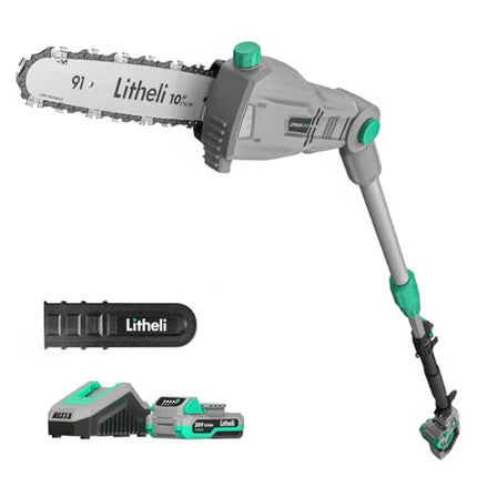 Litheli Cordless Pole Saw 10-Inch, 20V Battery-Powered Pole Saws for Tree Trimmi