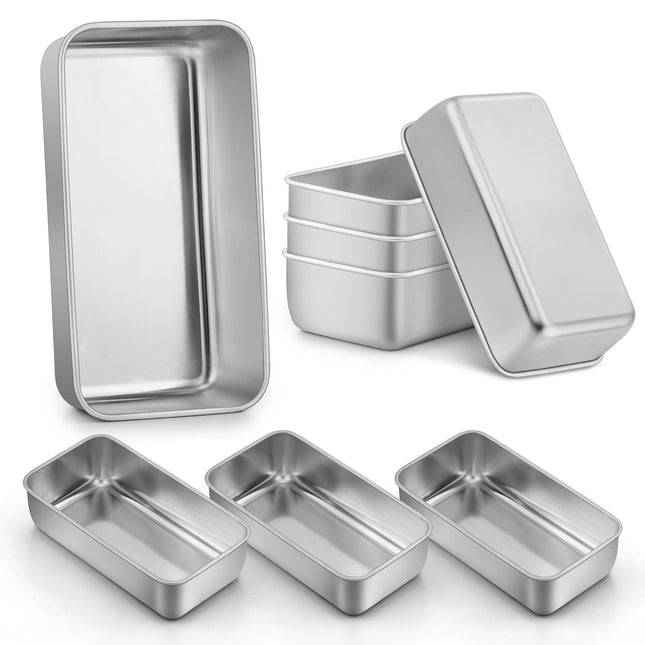 LIANYU 8 Pack 9x5 Inch Loaf Pans for Bread Baking, Stainless Steel Baking Bread