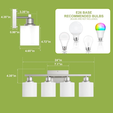 Bathroom Lights Over Mirror Brushed Nickel, Anti-Rust 4-Light Bathroom Vanity Li
