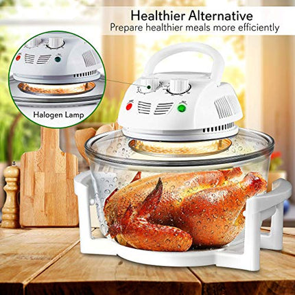NutriChef Air Fryer, Halogen Infrared Convection Oven - Large 13 Quart Glass Air
