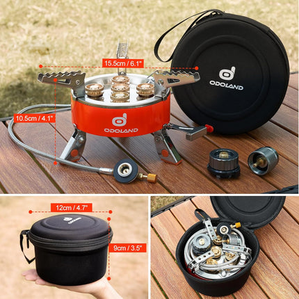Odoland 9000W Camping Stove, Windproof Adjustable Lightweight Backpacking Gas St