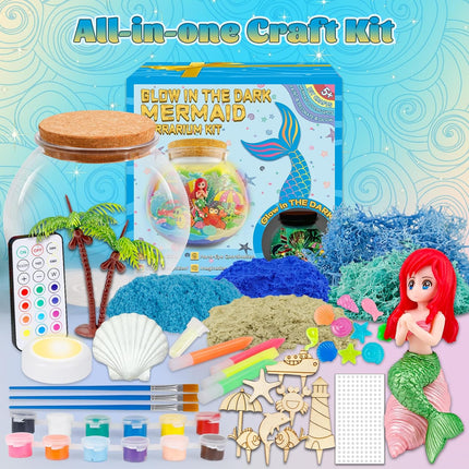 Glow in The Dark Terrarium Crafts Kit for Kids (Mermaid Terrarium)