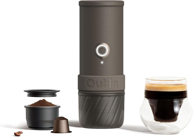 OutIn Mino Portable Electric Espresso Machine, Mini Camping Coffee Maker for Tra