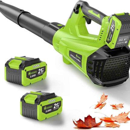 GREENER 21V Leaf Blower Cordless - 600CFM/160MPH Turbo Mode Electric Leaf Blower