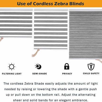 JIANGPIN TEXTILE Cordless Zebra Blinds Window Blind Zebra Shade Blinds for Windo