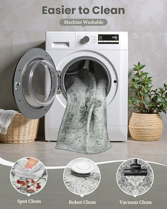 OTAHGK 2x10 Machine Washable Non-Slip Runner Rug - Soft Faux Wool & Polyester, B