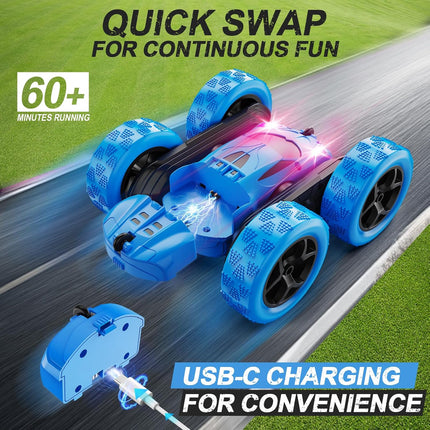 QUNREDA Remote Control Car for Kids Ages 6+, RC Cars Stunt Car Toy 4WD Double Si