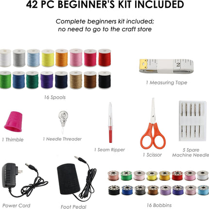 Sewing Machine for Beginners with Extension Table and Sewing Kit, Portable Mini