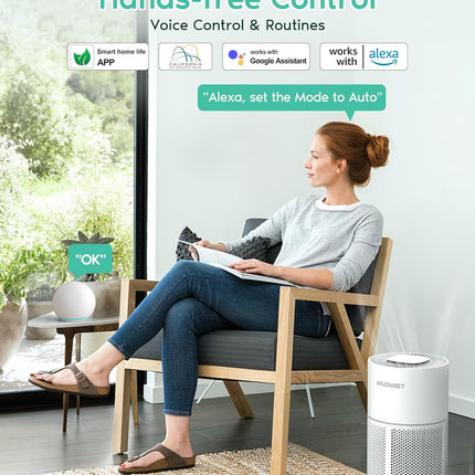 AIRJOWSET Air Purifiers for Bedroom, Smart Wi-Fi Air Purifiers for Home Large Ro
