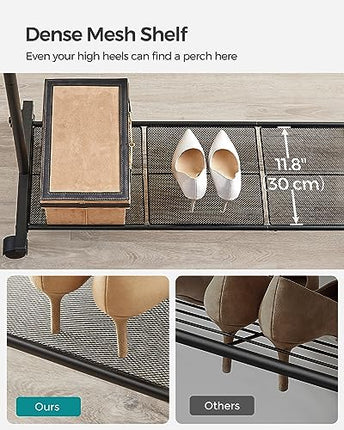 SONGMICS Clothes Rack with Wheels, 35.8 Inch Middle-Rod Garment Rack, Clothing R