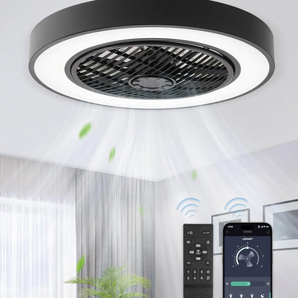 LEDIARY 20 Inch Low Profile Ceiling Fans With Lights, Led Bladeless Ceiling Fan,