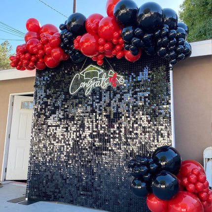COKAOBE Black Shimmer Wall Backdrop, 36PCS Square Sequin Shimmer Backdrop Panel,