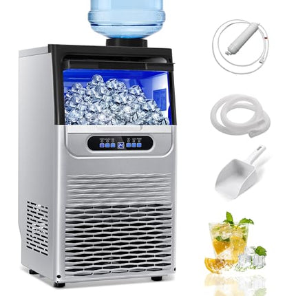 100LBS/24H Commercial Ice Maker Machine, Dual Water Inlet Undercounter or Freest