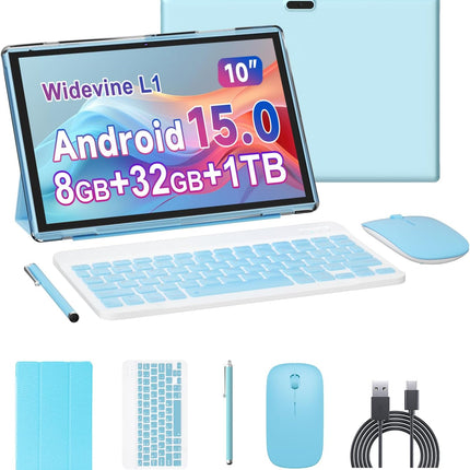 10 Inch Tablet 2 in 1 Android 15 Tablets with Keyboard Tabletas, Include Mouse S