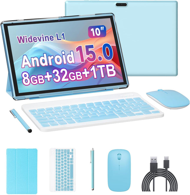 10 Inch Tablet 2 in 1 Android 15 Tablets with Keyboard Tabletas, Include Mouse S