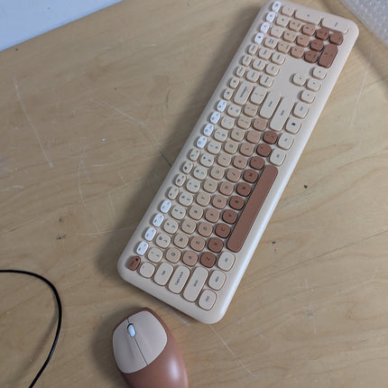 Keyboard and Mouse Combo, 2.4Ghz Gaming Keyboard and Mouse, Retro Cute Keyboard
