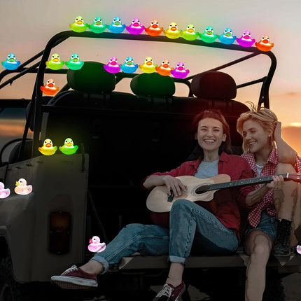 20Pcs LED Light Up Rubber Duck Plug, 16 Colors Changing LED Interior Car Light f