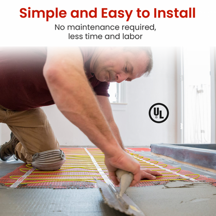 HEATIT Warmmat 90 sq ft Electric Radiant Floor Heating System, Self-Adhesive Underfloor Heat Mat for Tile