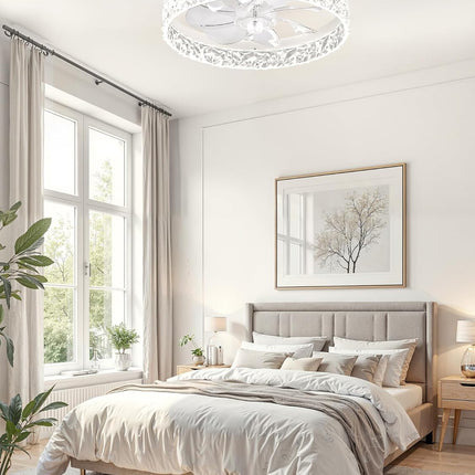 LEDIARY 20 Inch Low Profile Ceiling Fans with Lights and Remote, Fandelier Ceili