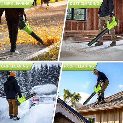 GREENER 21V Leaf Blower Cordless - 430CFM/135MPH 6 Speed Modes Electric Leaf Blo