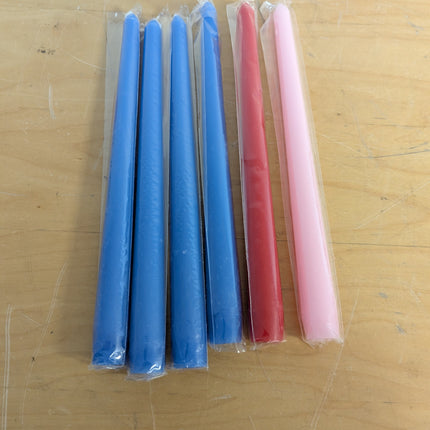 Nuanchu Lenten Taper Candles 6 pcs xelebration holiday supplies blue red pink