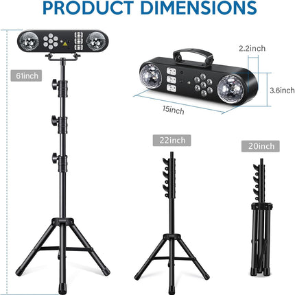Telbum DJ Lights with Stand, 5 in 1 Party Bar Light Set with Rotating Ball, Stro