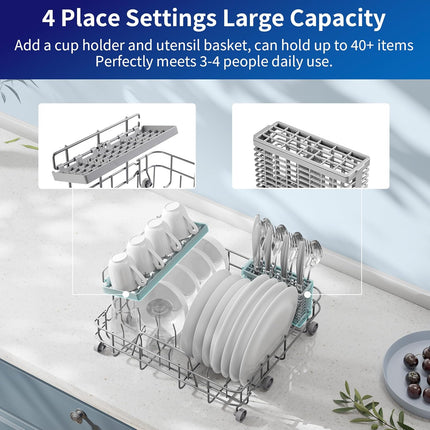 AIRMSEN AE-TDQR03 Countertop Portable Dishwasher, Compact Mini Dishwasher with 5