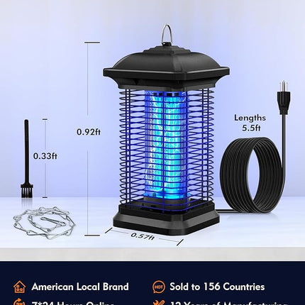 AMUFER 18W Bug Zapper for Outdoor & Indoor, Blue Violet UV Lamp, Electric Mosquito & Fly Killer, 1/2 Acre Coverage