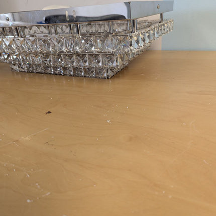 Finktonglan Modern Crystal LED Ceiling Light Fixtures 20” Dimmable Rectangular F