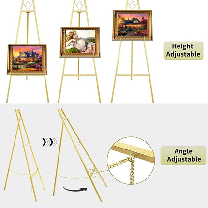 GRENTY Gold Easel Stand for Wedding Signs – No Assembly Needed, Heavy Duty Metal
