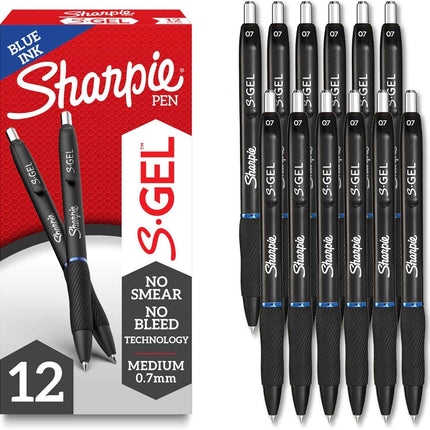 Sharpie S-Gel, Gel Pens, Medium Point (0.7 mm), Blue Ink Gel Pen, 36 Count