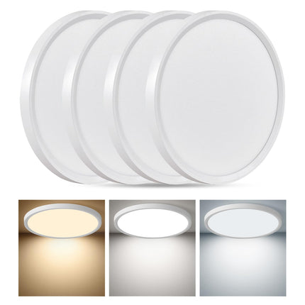4PK 12Inch LED Flush Mount Ceiling Light, 24W, 2520LM, 3000K/4000K/6000K CCT Sel