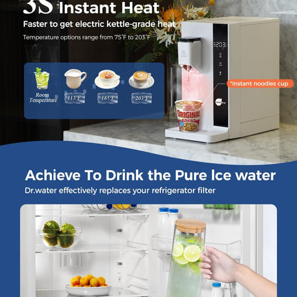 Dr.Water Countertop Reverse Osmosis System, 3S Instant Heat Portable RO Water Fi