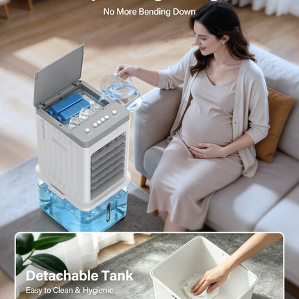 Mobile Evaporative Cooling Unit with 12L Water Tank, Quiet 35dB Air Cooler, 120°