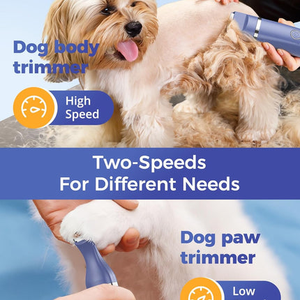 oneisall 4-in-1 Cordless Dog Grooming Kit with 2-Speed Clippers, Low Noise Paw T