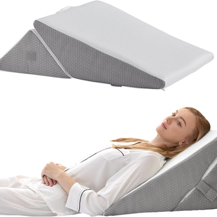 Bedluxe Wedge Pillow for Sleeping, Adjustable 9&12 Inch Foldable Bed Wedge Pillo