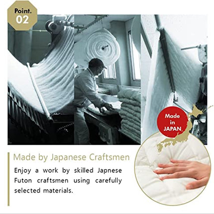 EMOOR Japanese Futon Mattress CLASSE Twin Made in Japan White, Foldable Floor Sl