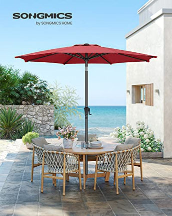 SONGMICS Patio Umbrella, 9 ft Outdoor Table Umbrella, Deck Umbrella, with 8 Ribs
