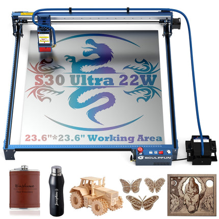 SCULPFUN S30 Ultra 22W Laser Engraver with Auto Air Assist and 23.6"x 23.6"(600x