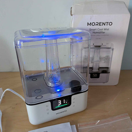 MORENTO Smart Humidifiers for Bedroom Large Room Home, 6L Cool Mist Top Fill Humidifier with Essential Oil Diffuser, Smart App & Voice Control, for Nursery & Plants, White, 1 Pack + 7 Color NightLight