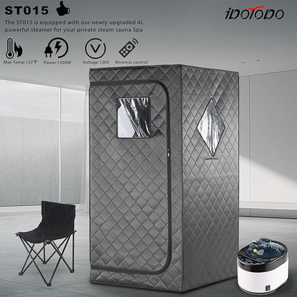 iDOTODO Full Size Home Sauna, Portable Steam Sauna for Home Spa, One Person Fold