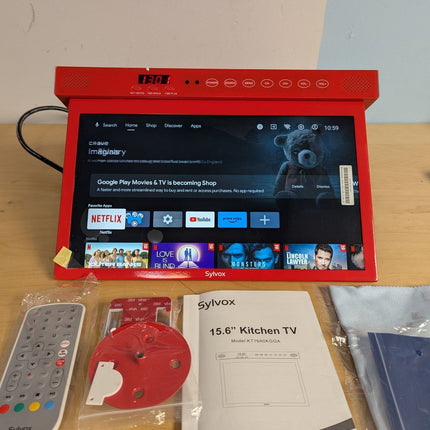 SYLVOX 15.6 inch Smart TV for Kitchen, 1080P RV TV Under Cabinet Television, Sma