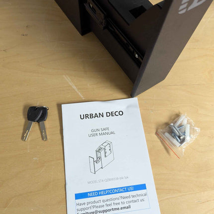 Urban Deco Biometric Gun Safe for Handgun with Quick Access Sliding Door Pistol Safes Mounted Nightstand, Desk, Wall, Vehicle, Bedside, Car Gun Safe Box with Fingerprint, PIN Code, KEY Access https://a.co/d/0g2VGo1g