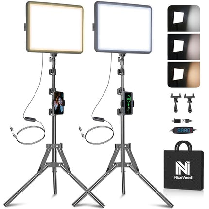 FAULTY 2-Pack LED Video Light Kit, NiceVeedi 2800-6500K Dimmable Continuous Phot