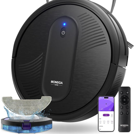 MONSGA Robot Vacuums and mop, Powerful Suction Robotic Vacuum, 140Min Runtime, V