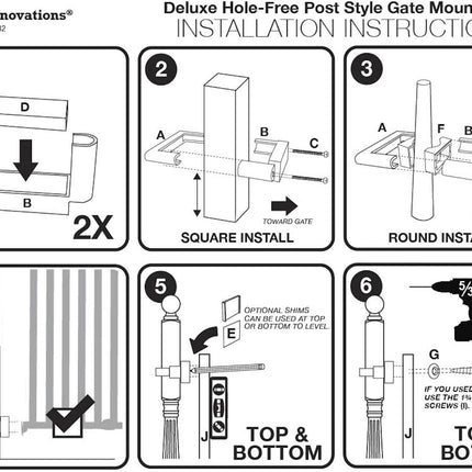 Safety Innovations No Hole Stairway Baby Gate Mounting Kit - Fits Posts from 2 3