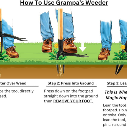 Grampa's Weeder - The Original Stand Up Weed Puller - Made with Real Bamboo & St
